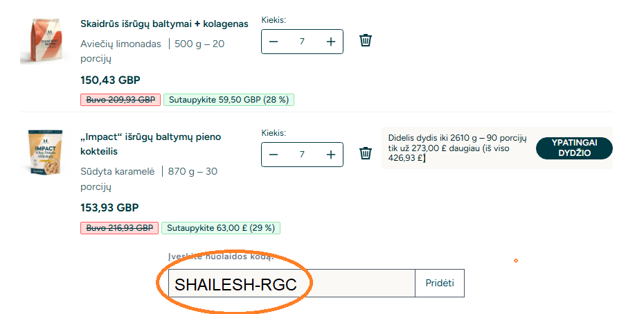 Myprotein Rekomendacijos Kodas
